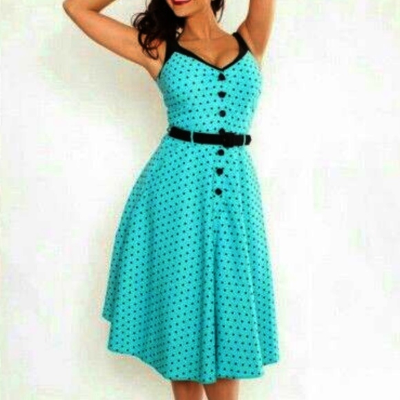 Tatyana Dresses & Skirts - Tatyana  Blue and Black Dot Circle Dress VGC XL